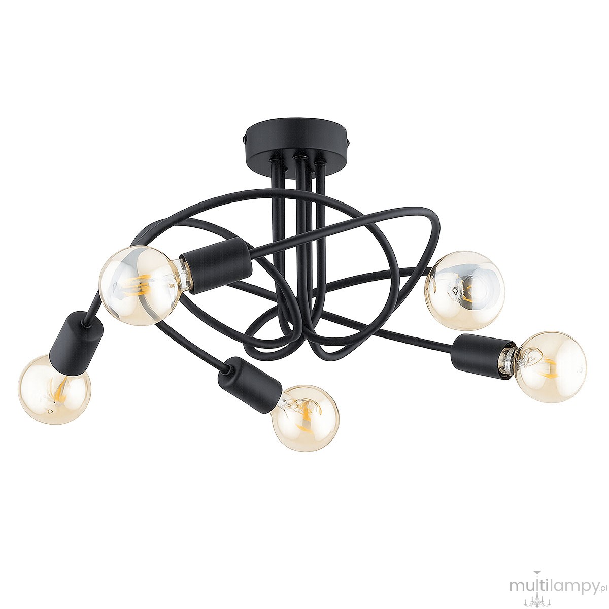 Sela lampa sufitowa 5xE27 czarna 63469