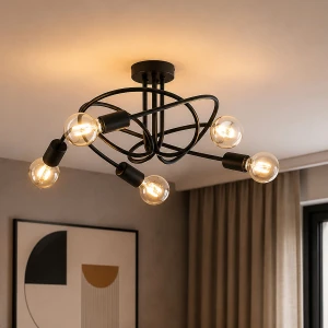 Sela lampa sufitowa 5xE27 czarna 63469