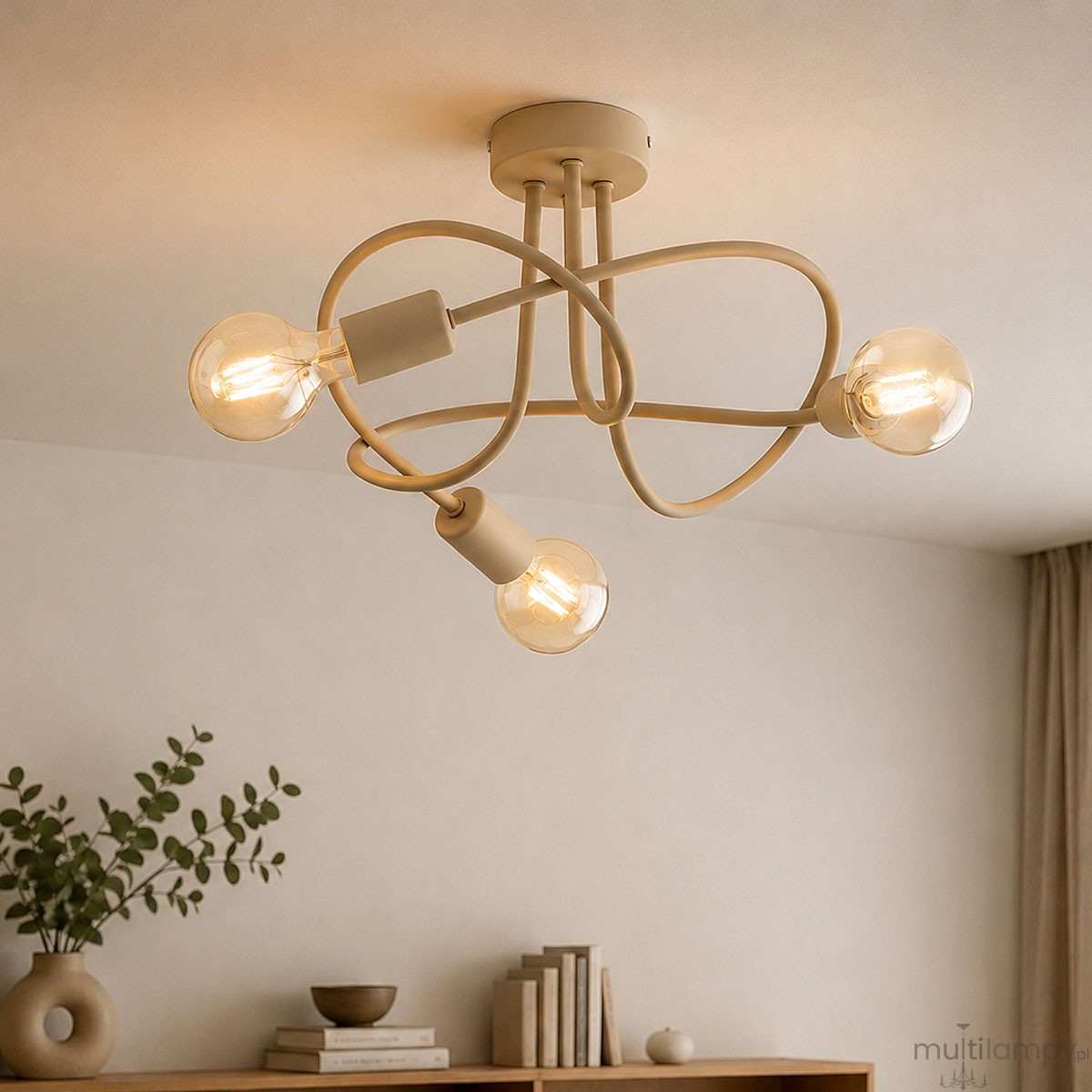 Sela lampa sufitowa 3xE27 beżowa 62694