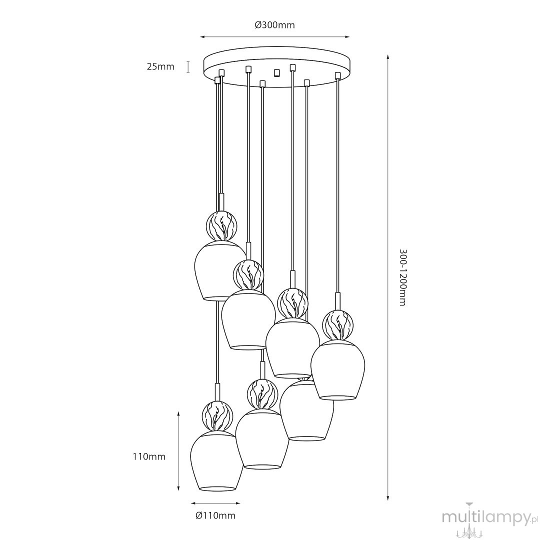 Carrara lampa wisząca 7xE14 taupe MLP2811