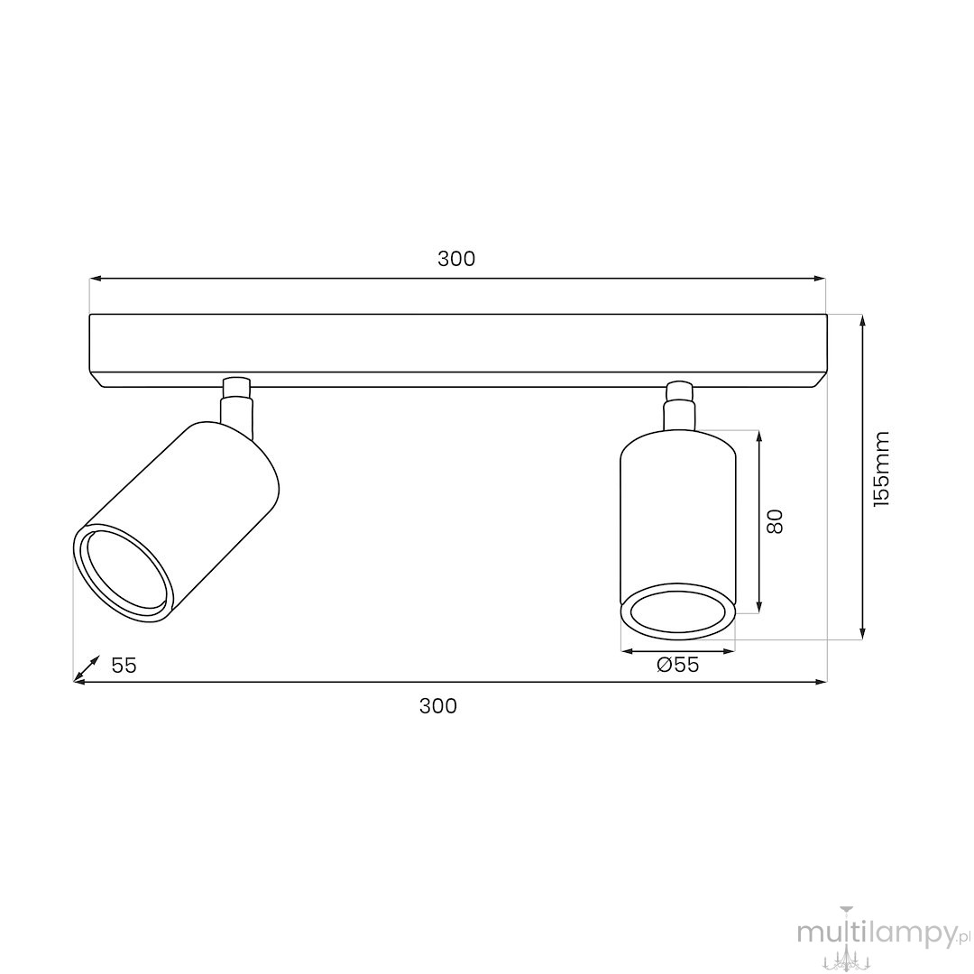 Hudson lampa sufitowa (spot) 2xGU10 czarna/złota MLP0258