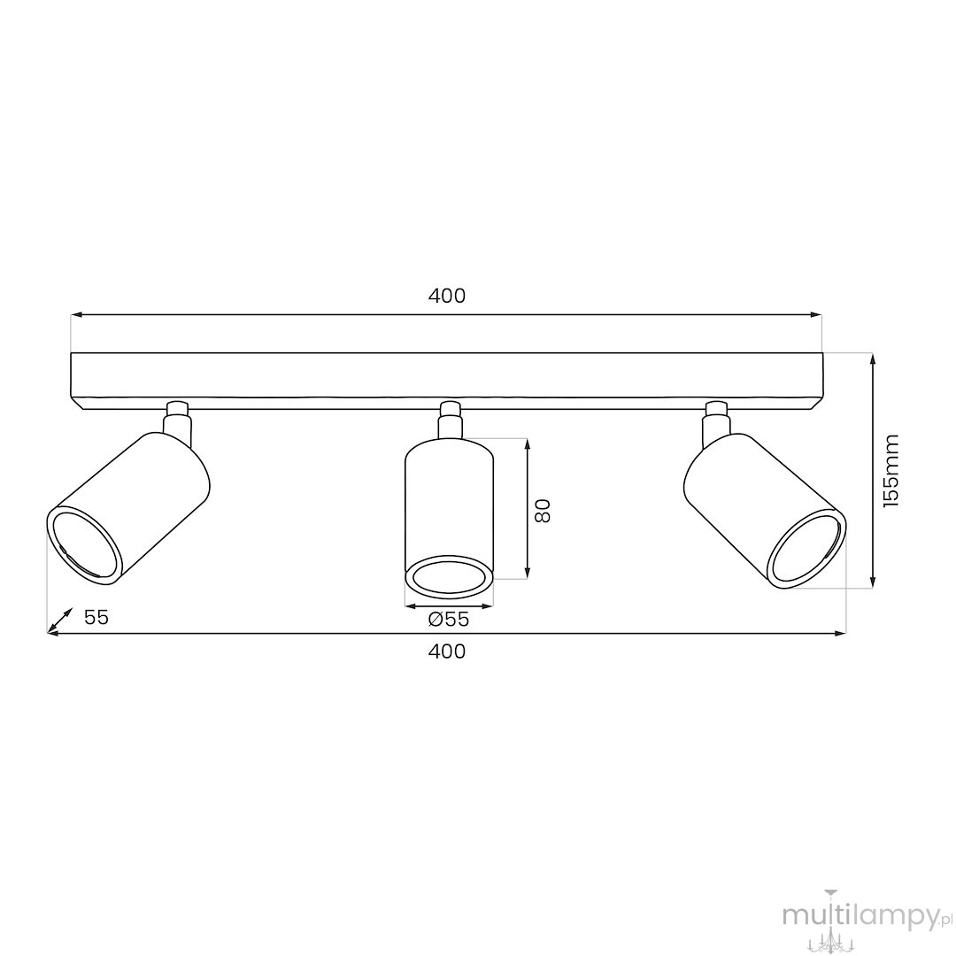 Hudson lampa sufitowa (spot) 3xGU10 czarna/złota MLP025