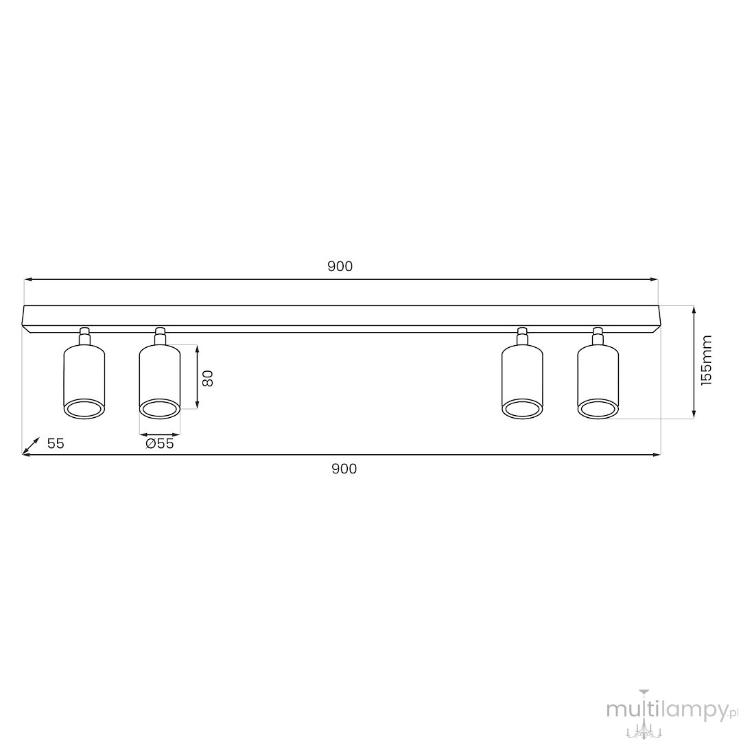 Hudson lampa sufitowa (spot) 4xGU10 czarna/złota MLP0260