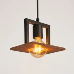 Bergen lampa wisząca 1xE27 czarna/drewno MLP2847