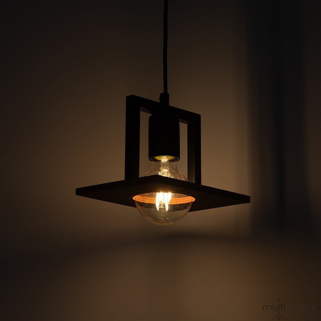 Bergen lampa wisząca 1xE27 czarna/drewno MLP2847