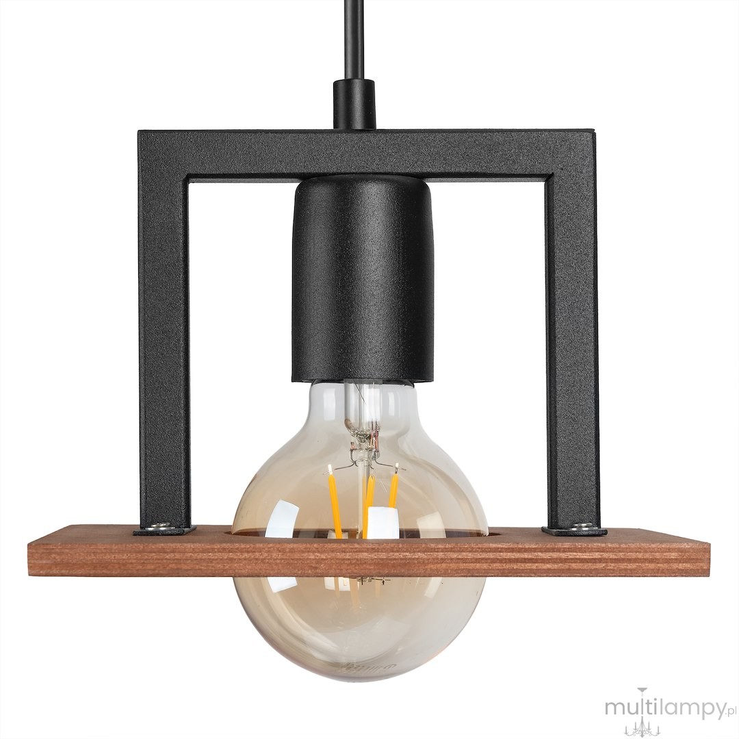 Bergen lampa wisząca 1xE27 czarna/drewno MLP2847