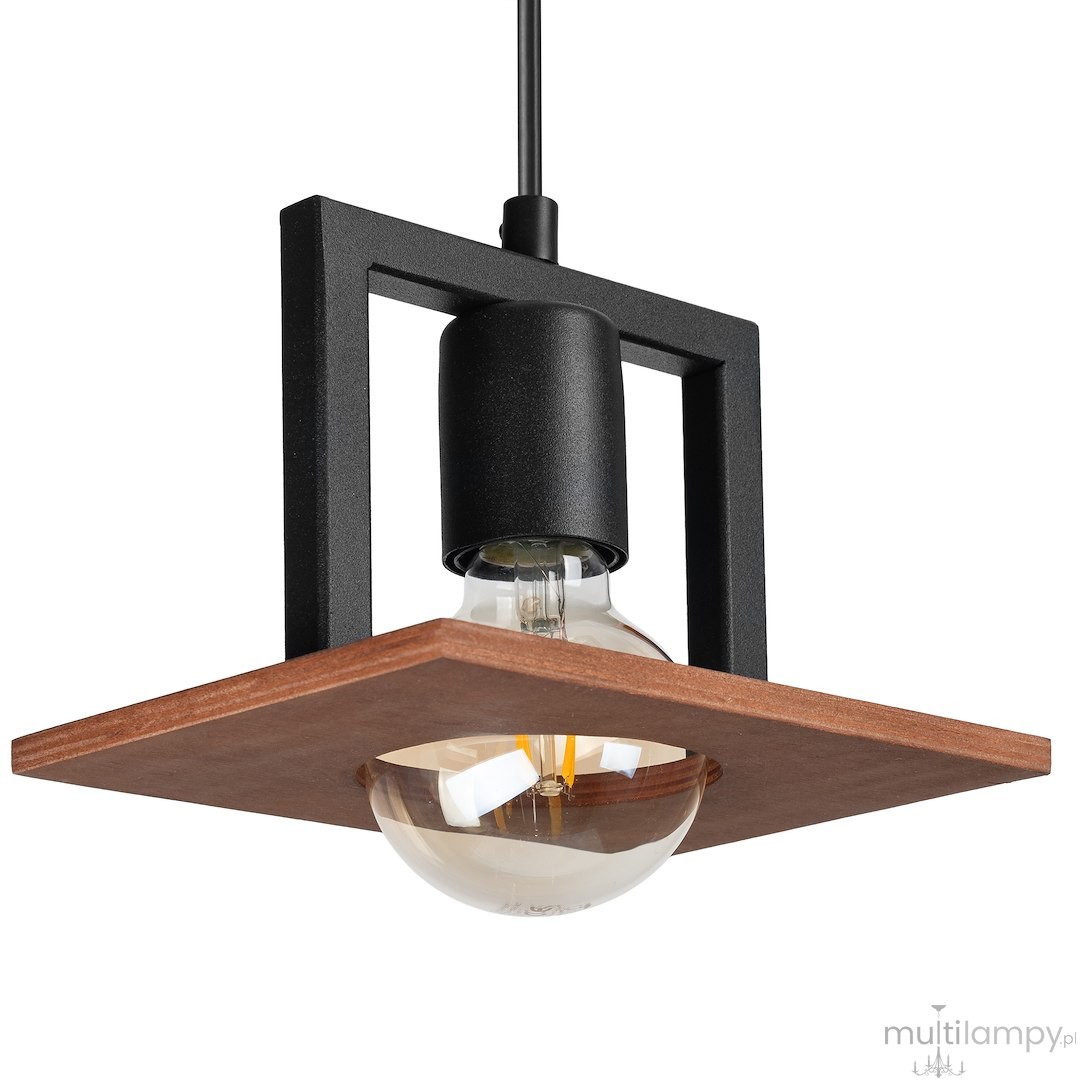 Bergen lampa wisząca 1xE27 czarna/drewno MLP2847
