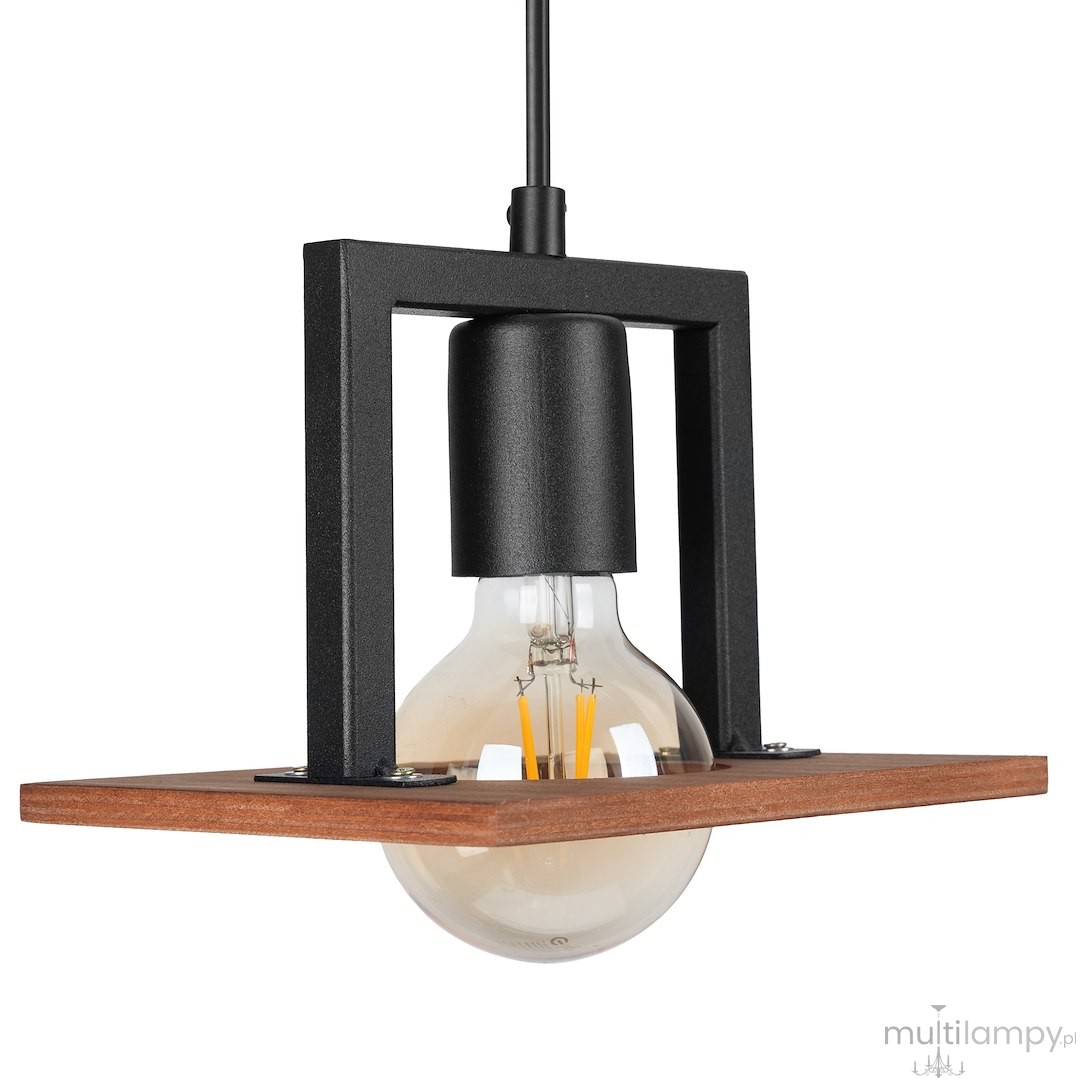 Bergen lampa wisząca 1xE27 czarna/drewno MLP2847