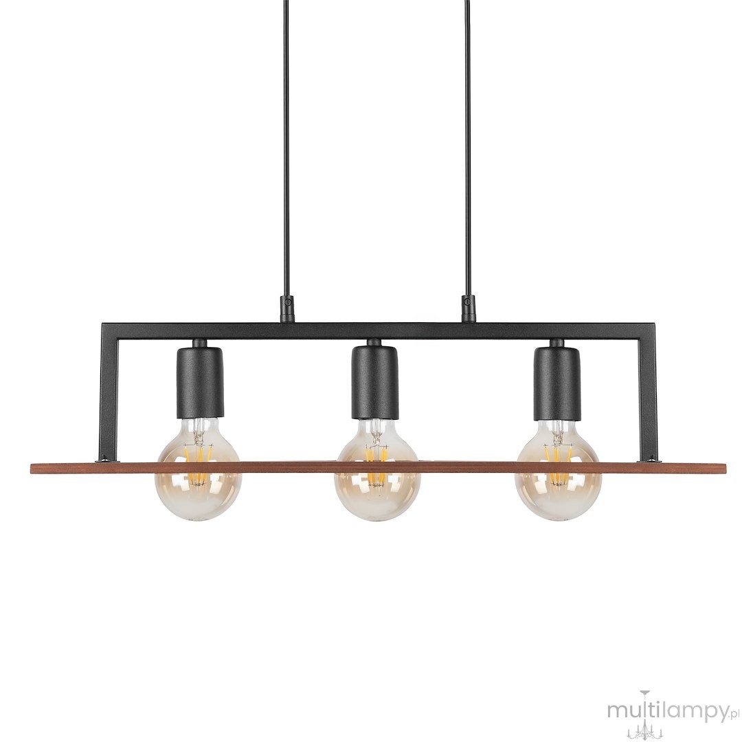 Bergen lampa wisząca 3xE27 czarna/drewno MLP2848