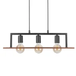 Bergen lampa wisząca 3xE27 czarna/drewno MLP2848