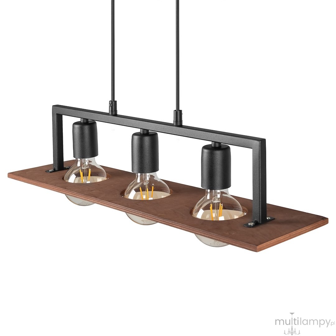 Bergen lampa wisząca 3xE27 czarna/drewno MLP2848