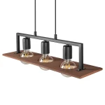 Bergen lampa wisząca 3xE27 czarna/drewno MLP2848