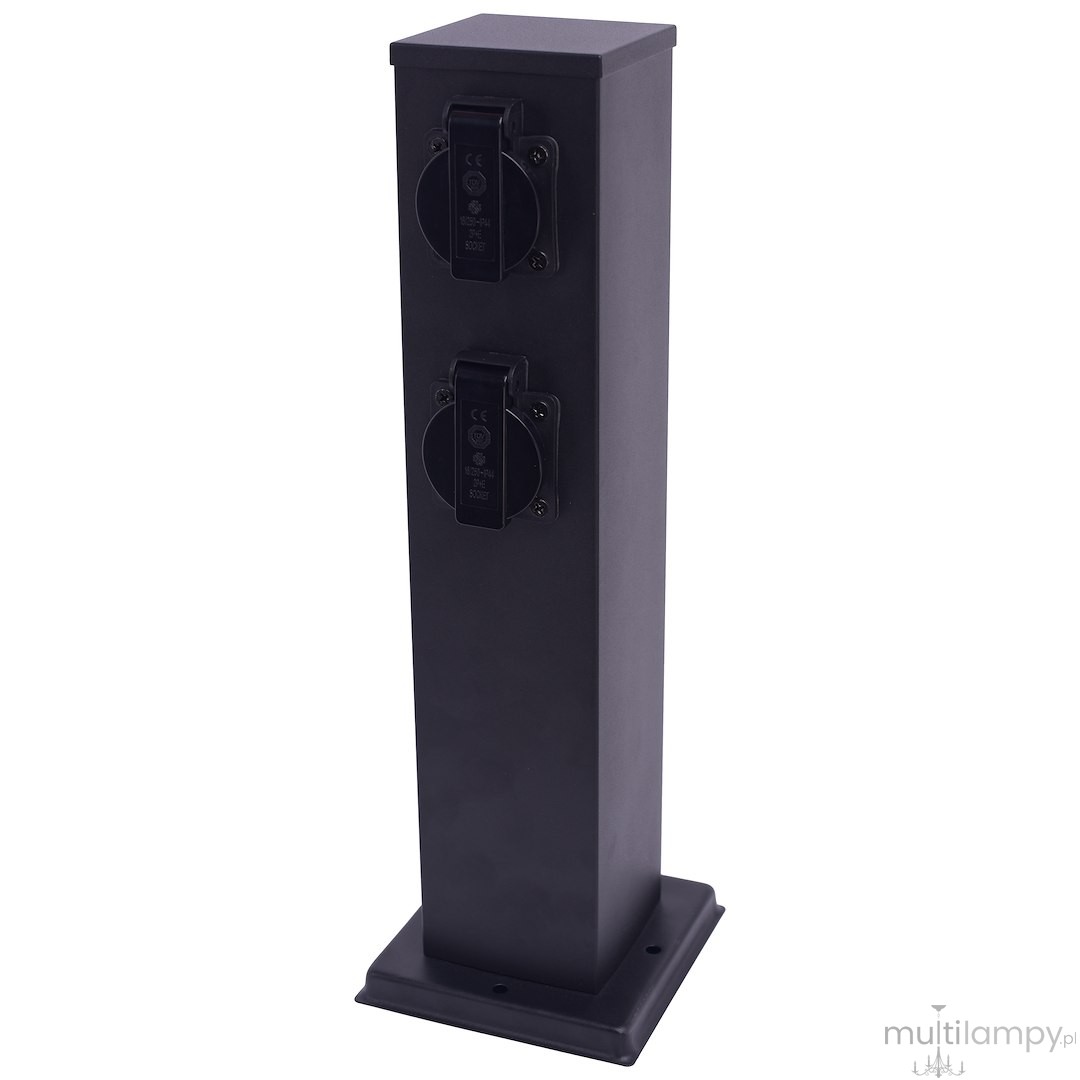 Electric słupek ogrodowy z 2 wbudowanymi gniazdami czarny EKO0432