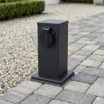 Electric słupek ogrodowy z 2 wbudowanymi gniazdami czarny EKO0431