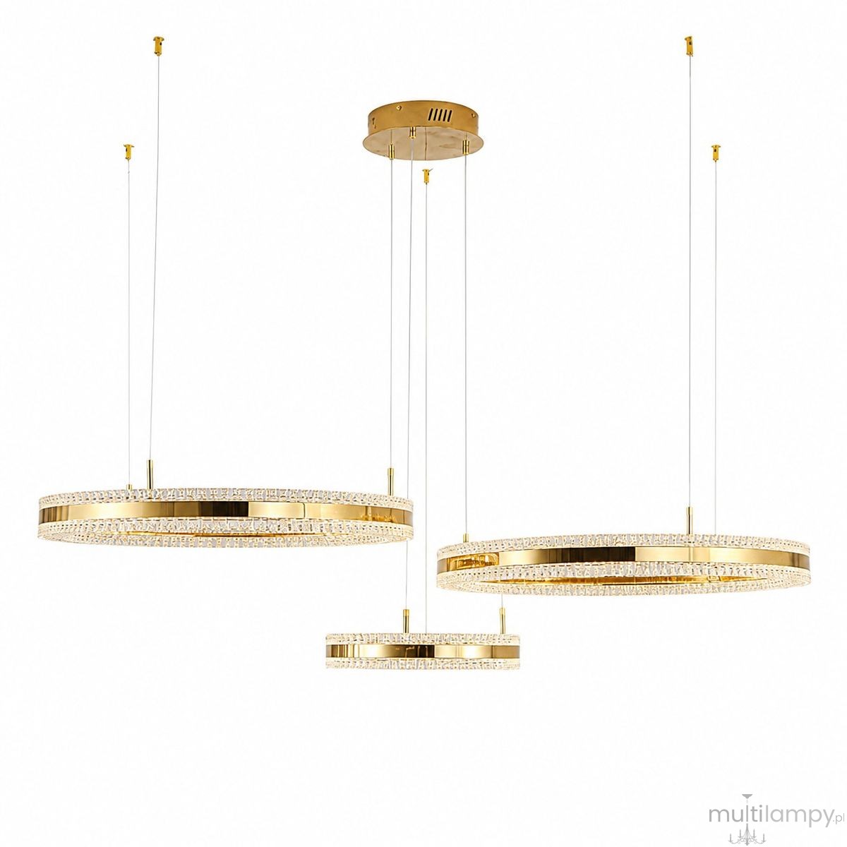 rkadia lampa wisząca 3xLED 95W 3000K złota ST-6376-40+60+80 mirror gold
