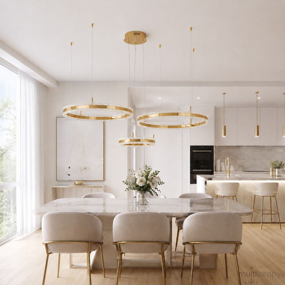 rkadia lampa wisząca 3xLED 95W 3000K złota ST-6376-40+60+80 mirror gold