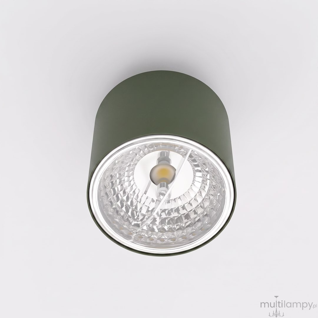 Nano lampa sufitowa 1xGU10 AR111 zielona oliwka 1885/1