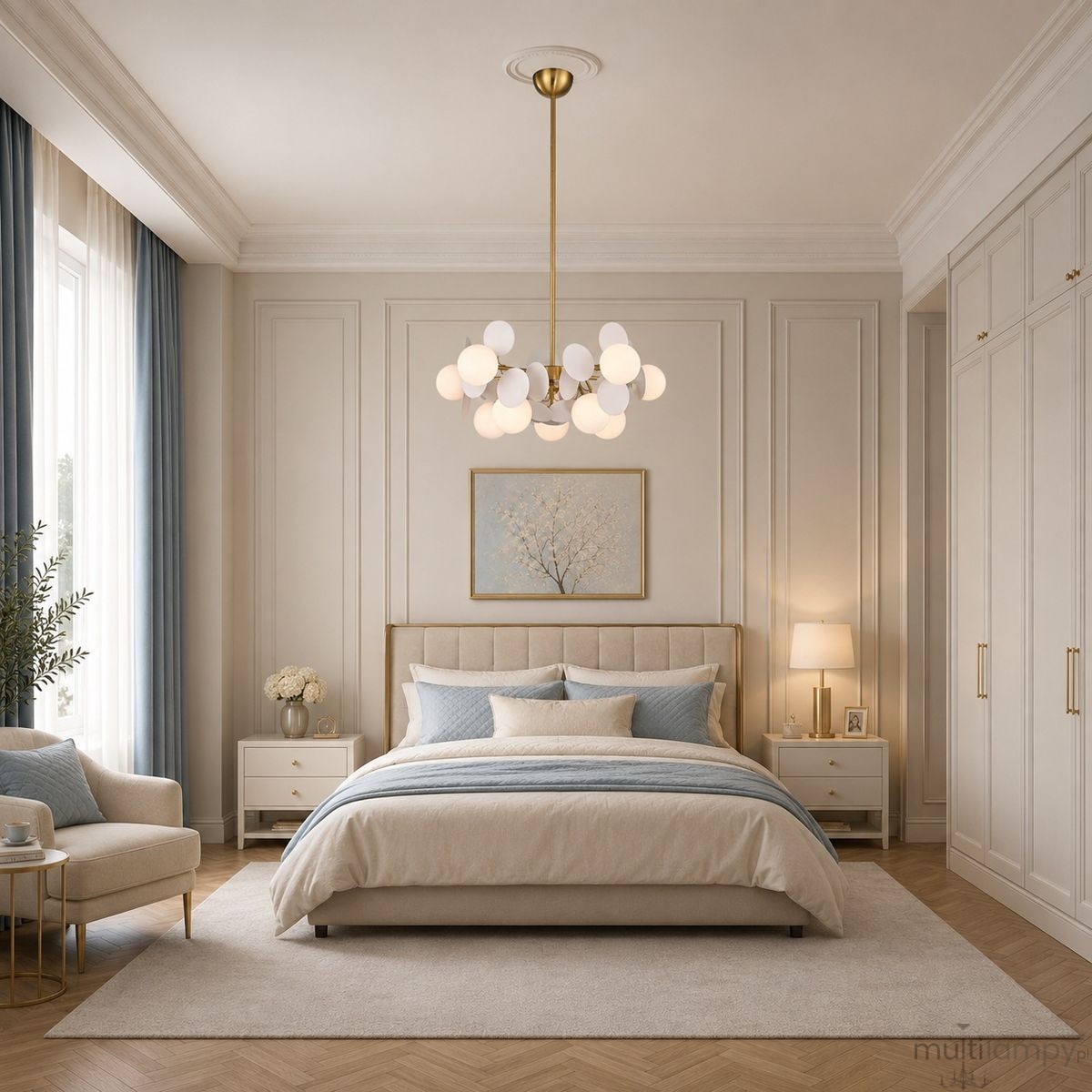 Chic-5 lampa wisząca 10xG9 złota biała ST-DL-2969P-5