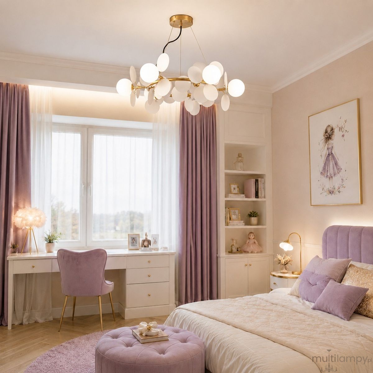 Chic-9 lampa wisząca 9xG9 złota biała ST-DL-2969P-9