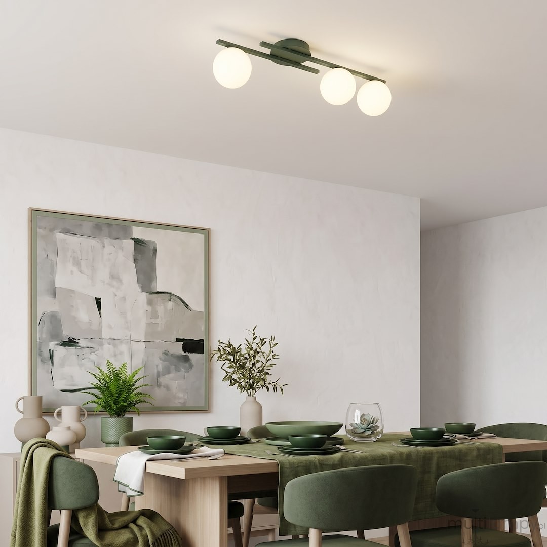 Kairo lampa sufitowa 3xE14 zielona oliwka 1873/3