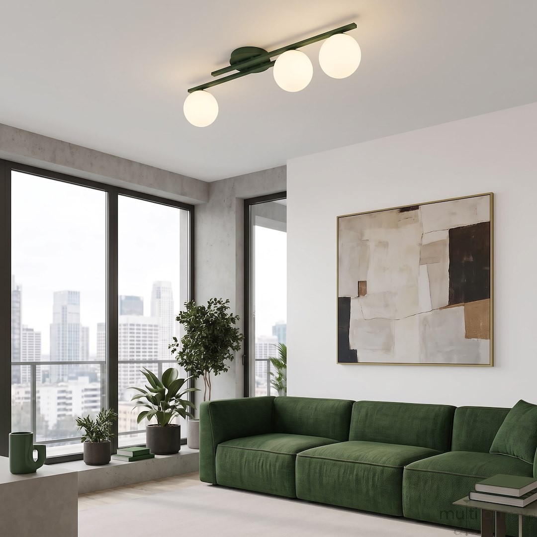 Kairo lampa sufitowa 3xE14 zielona oliwka 1873/3