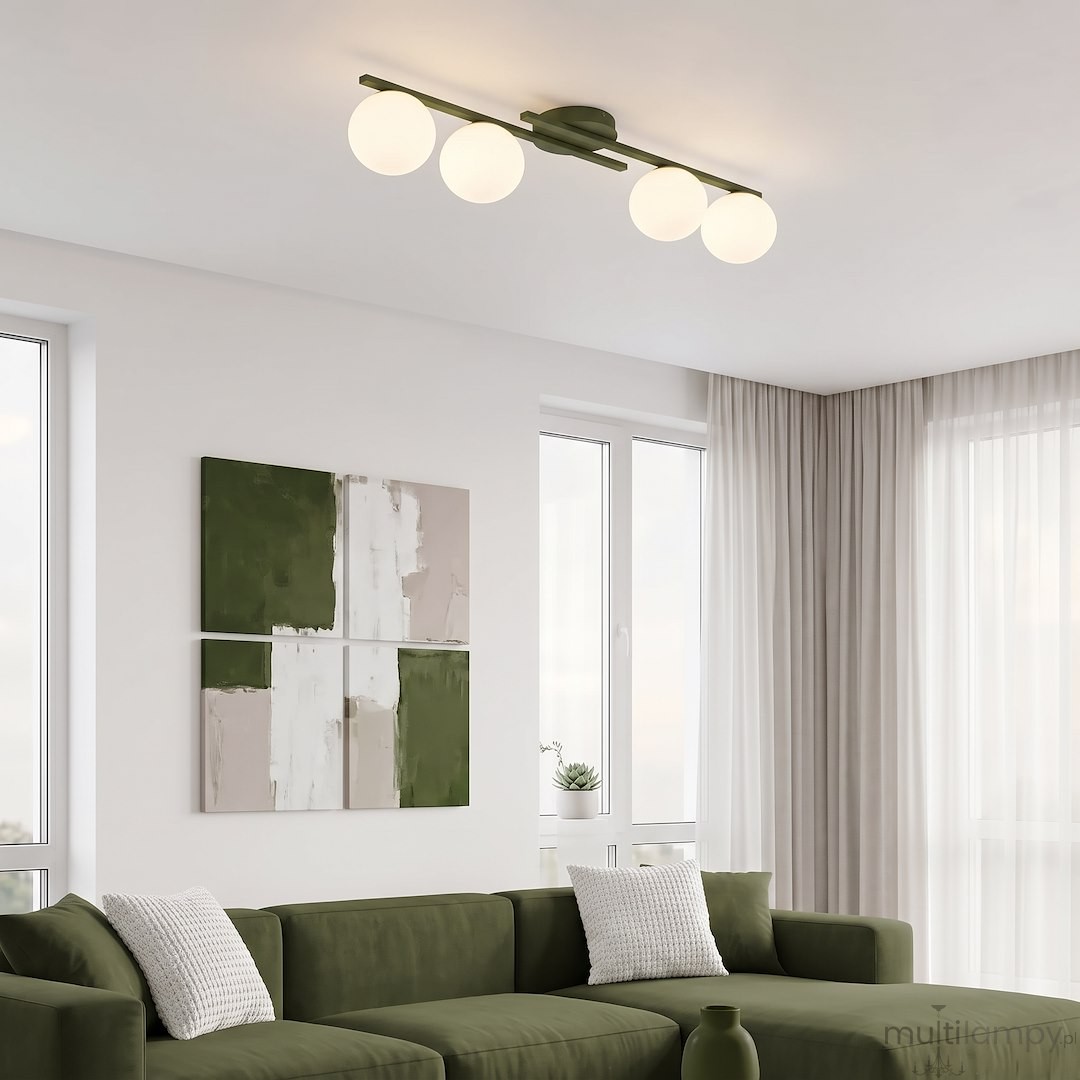 Kairo lampa sufitowa 4xE14 zielona oliwka 1873/4