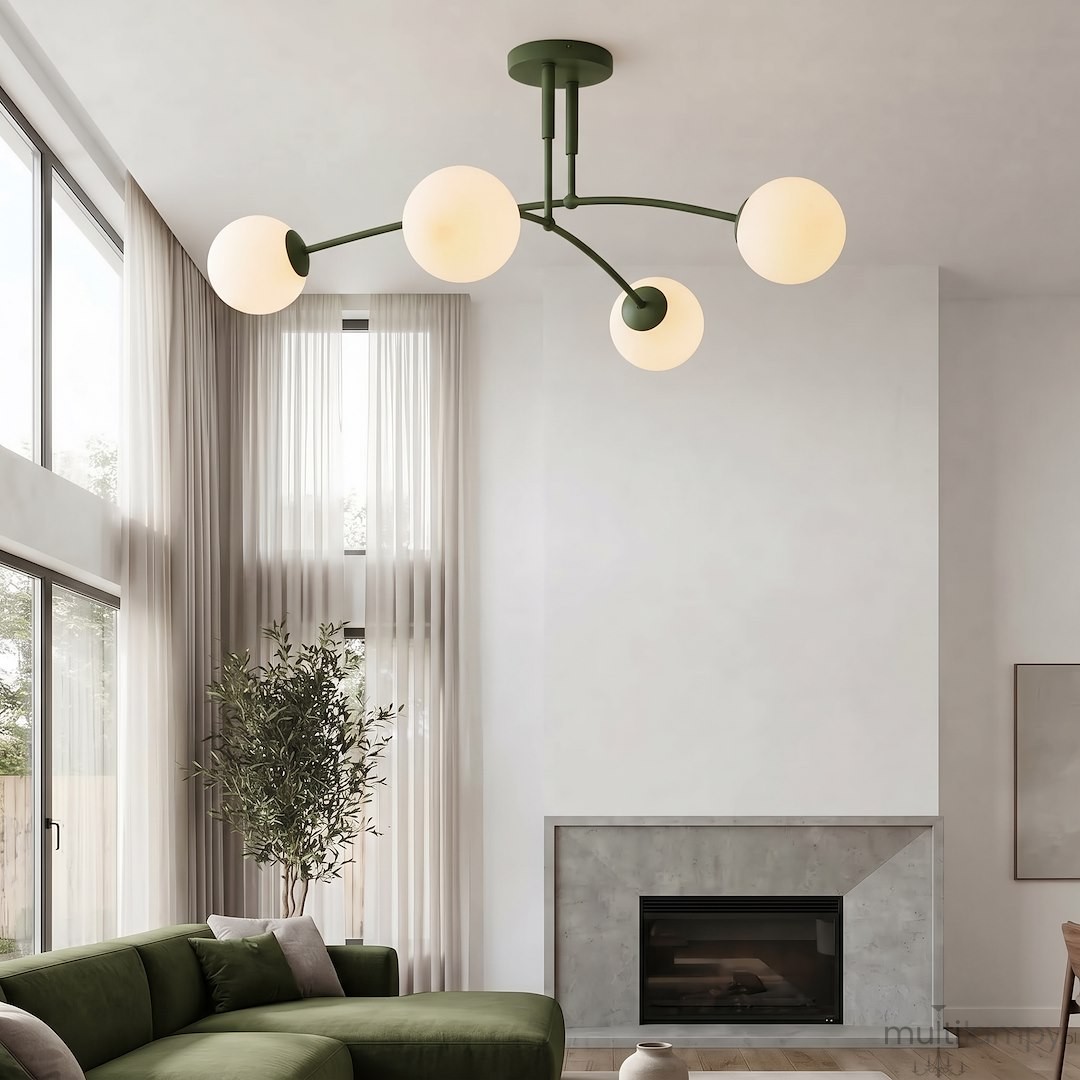 Pregos lampa sufitowa 4xE14 zielona oliwka 1891/4