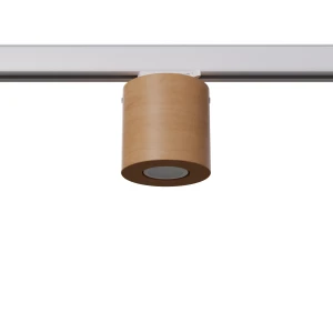 Orbis plafon 1xGU10 z żarówką 7W/3000K do szyny 3F naturalne drewno, adapter biały MYL.00158