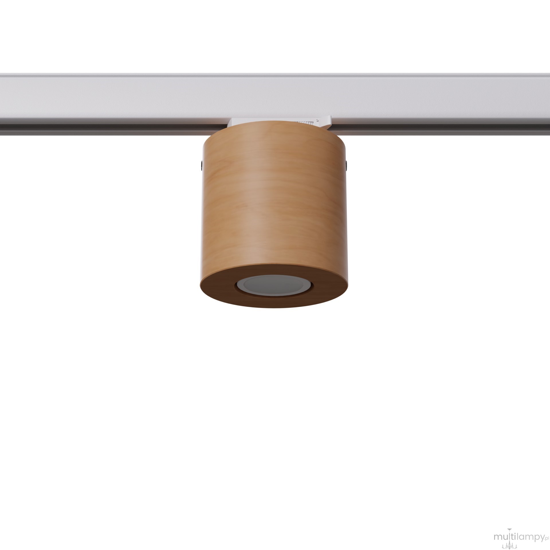 Orbis plafon 1xGU10 z żarówką 7W/4000K do szyny 3F naturalne drewno, adapter biały MYL.00159