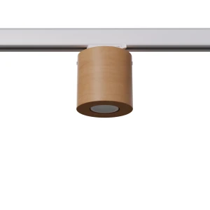 Orbis plafon 1xGU10 z żarówką 7W/4000K do szyny 3F naturalne drewno, adapter biały MYL.00159