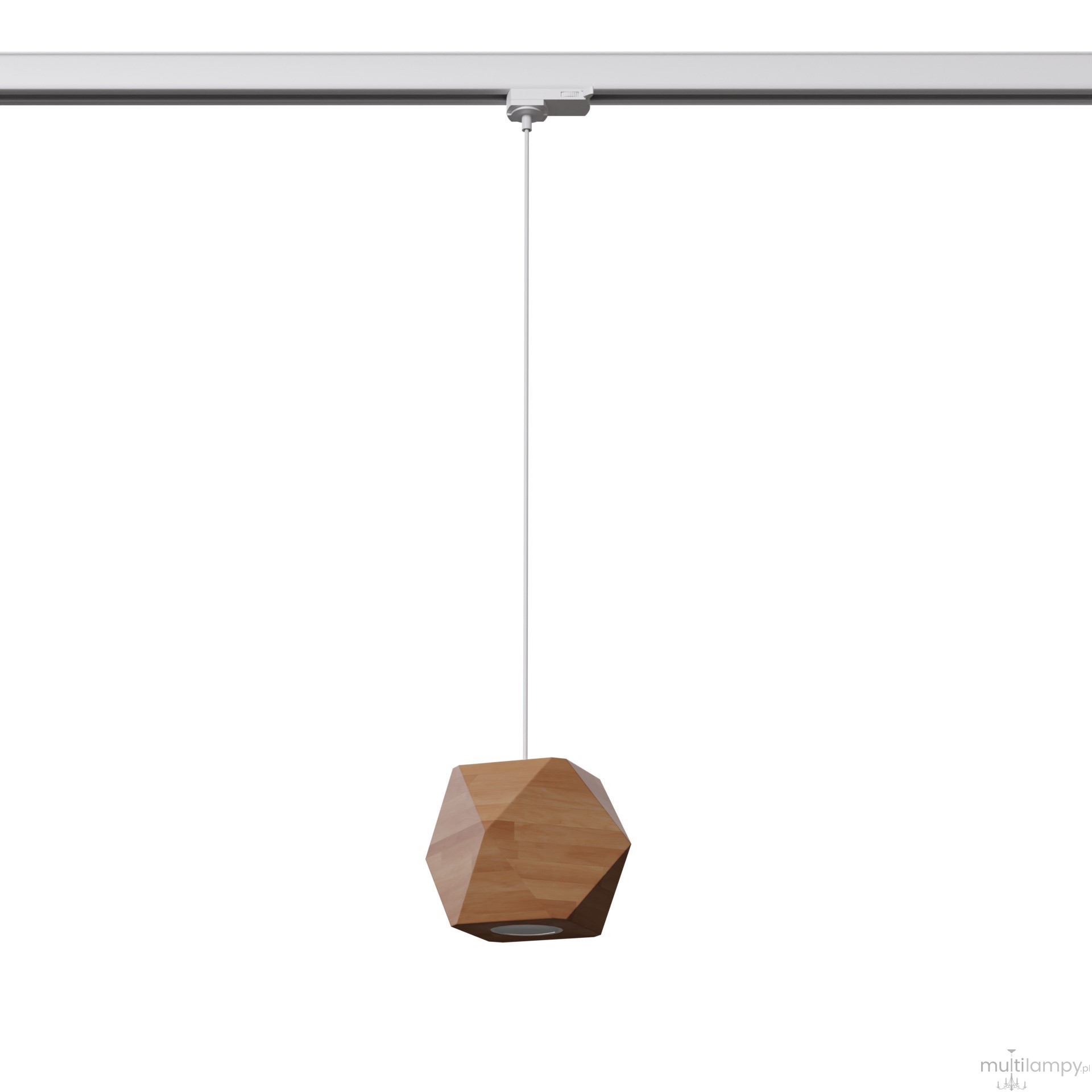 Woody lampa wisząca 1xGU10 z żarówką 7W/4000K do szyny 3F naturalne drewno, adapter biały MYL.00168