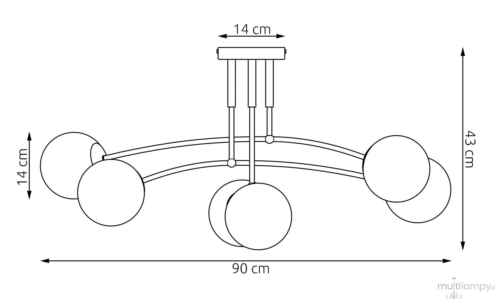 Pregos lampa sufitowa 6xE14 zielona oliwka 1891/6
