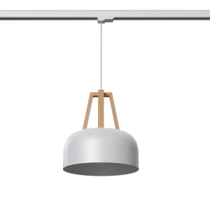 Casco lampa wisząca 1xE27 do szyny 3F biała/naturalne drewno MYL.00193