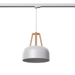 Casco lampa wisząca 1xE27 z żarówką 7,5W/3000K do szyny 3F biała/naturalne drewno MYL.00194