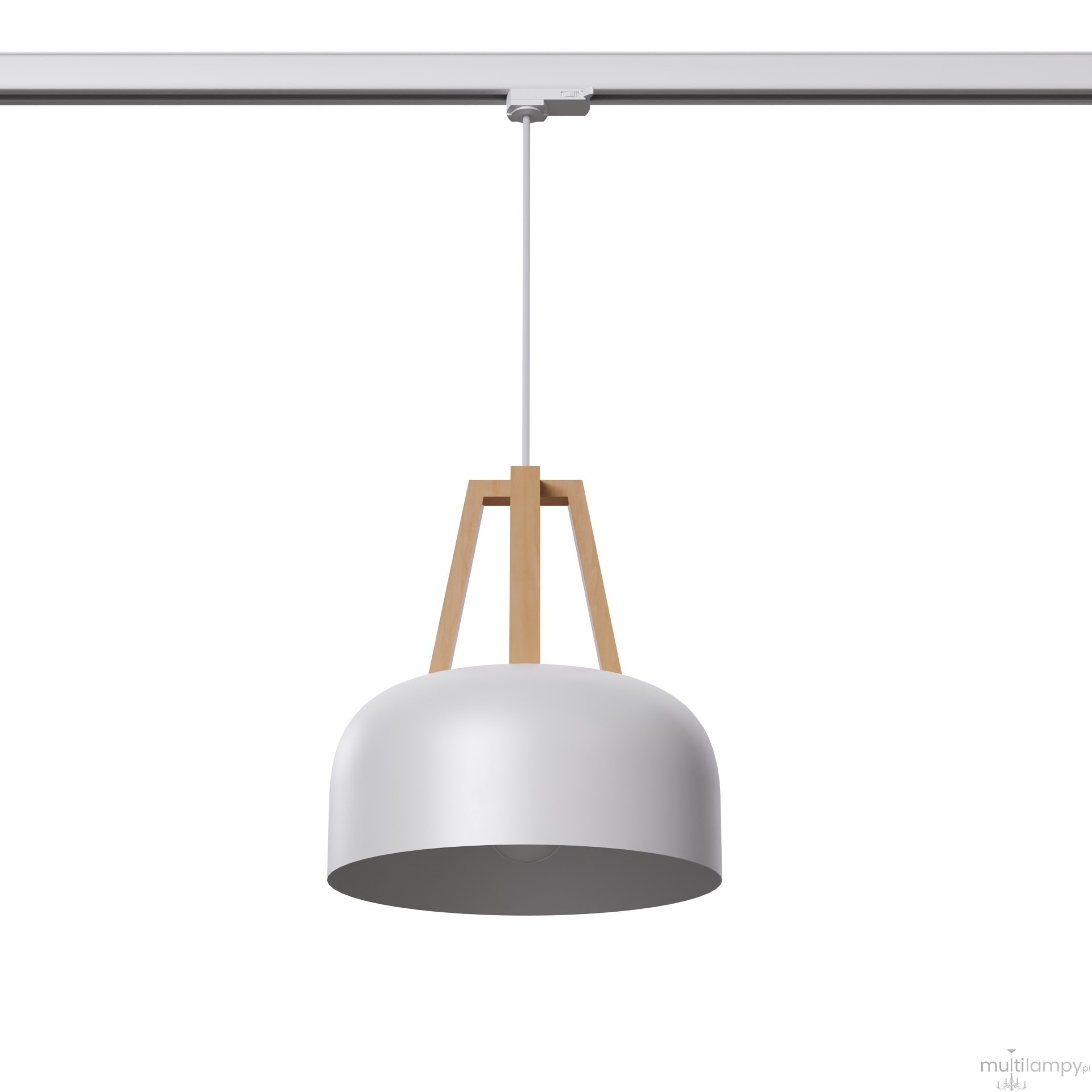 Casco lampa wisząca 1xE27 z żarówką 7,5W/4000K do szyny 3F biała/naturalne drewno MYL.00195