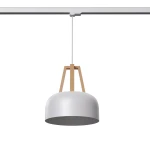 Casco lampa wisząca 1xE27 z żarówką 7,5W/4000K do szyny 3F biała/naturalne drewno MYL.00195