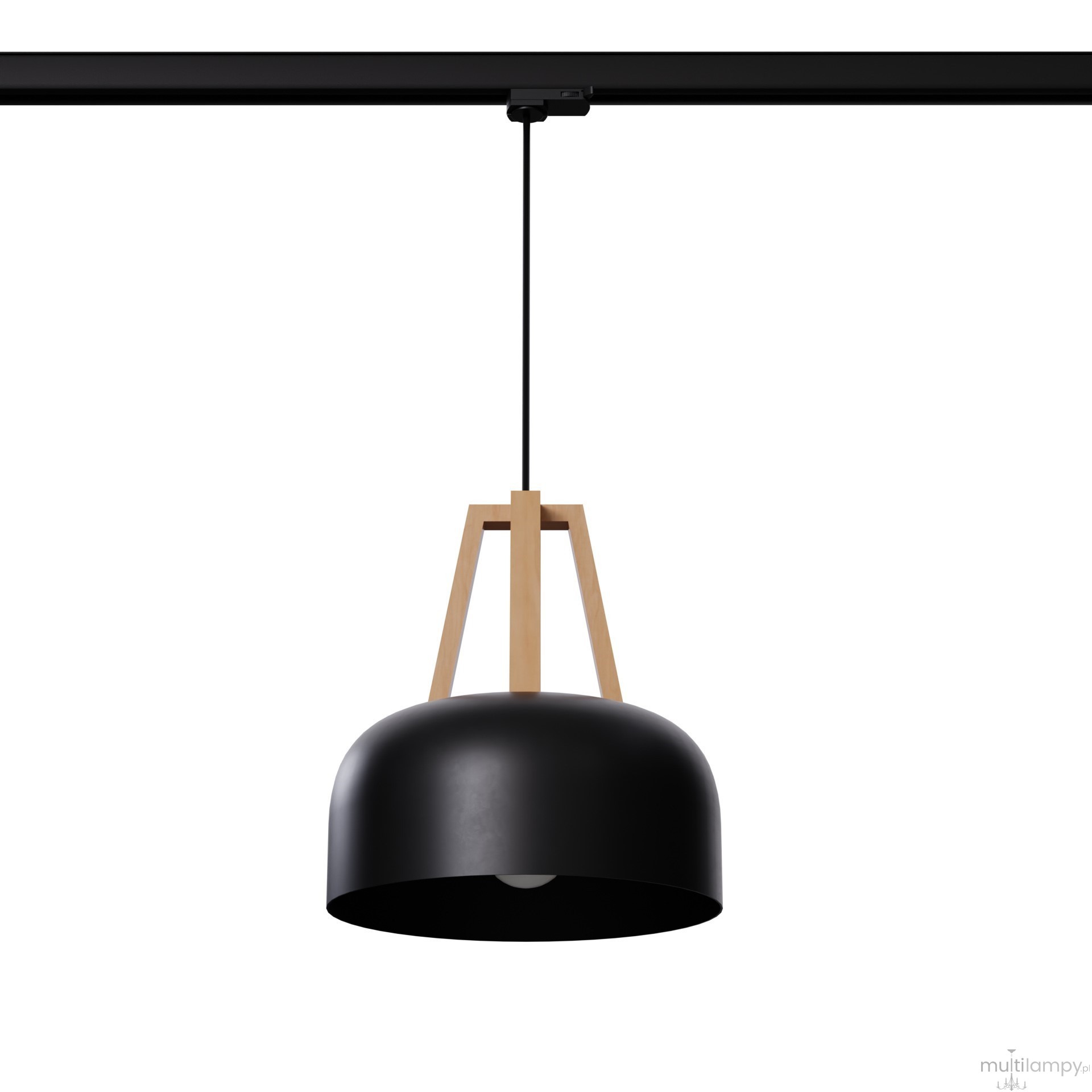 Casco lampa wisząca 1xE27 z żarówką 7,5W/4000K do szyny 3F czarna/naturalne drewno MYL.00201