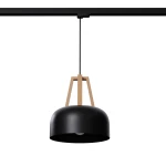 Casco lampa wisząca 1xE27 z żarówką 7,5W/4000K do szyny 3F czarna/naturalne drewno MYL.00201