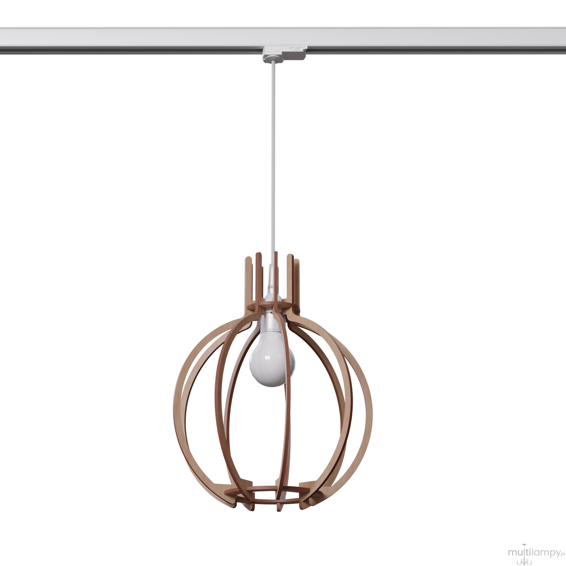Arancia lampa wisząca 1xE27 z żarówką 7,5W/4000K do szyny 3F naturalne drewno, adapter biały MYL.00204