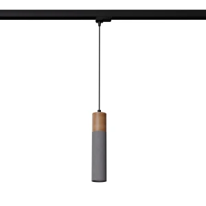 Zane lampa wisząca 1xGU10 z żarówką 7W/3000K do szyny 3F szara, adapter czarny MYL.00425