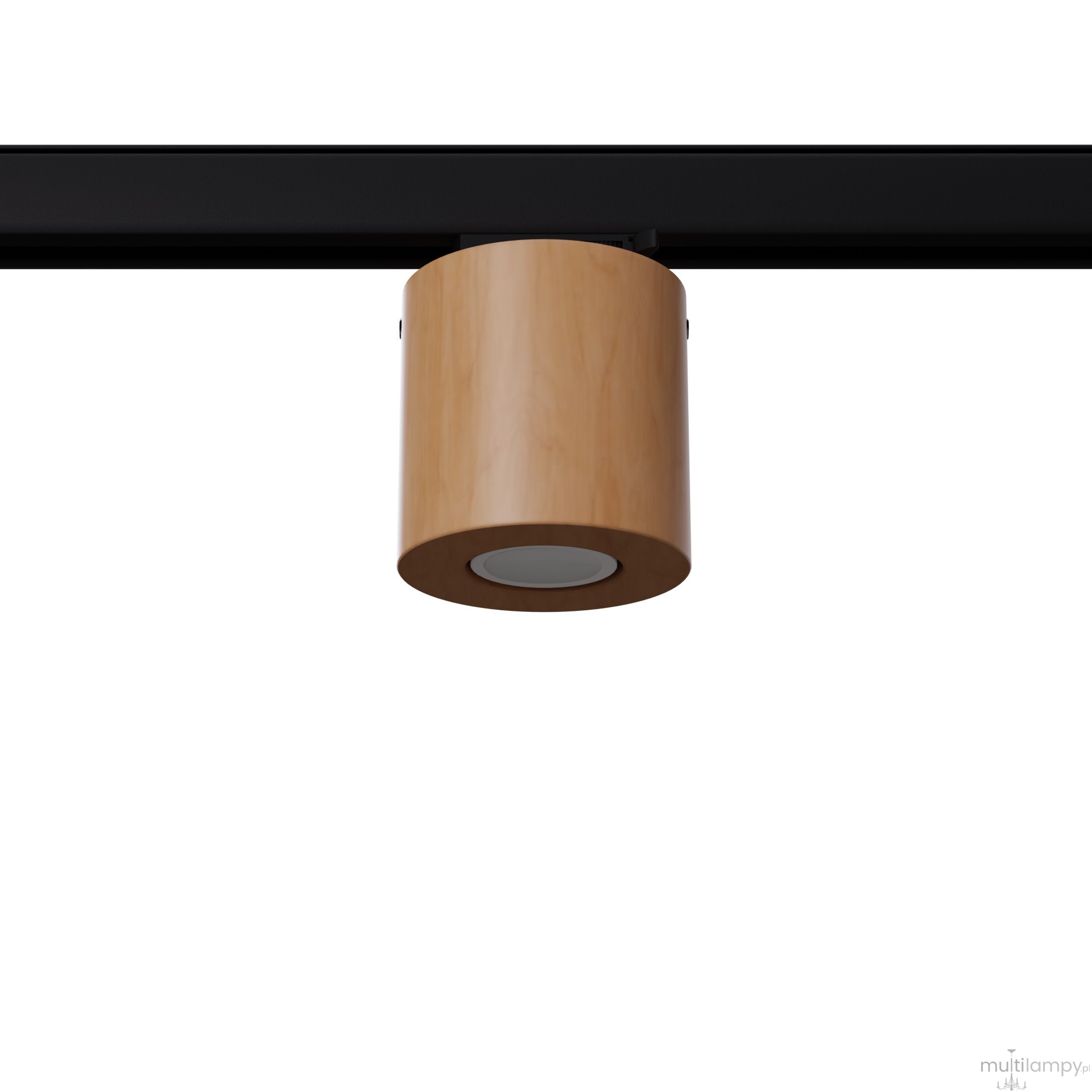 Orbis plafon 1xGU10 z żarówką 7W/3000K do szyny 3F naturalne drewno, adapter czarny MYL.00440