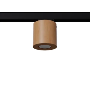 Orbis plafon 1xGU10 z żarówką 7W/3000K do szyny 3F naturalne drewno, adapter czarny MYL.00440