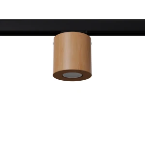 Orbis plafon 1xGU10 z żarówką 7W/4000K do szyny 3F naturalne drewno, adapter czarny MYL.00441