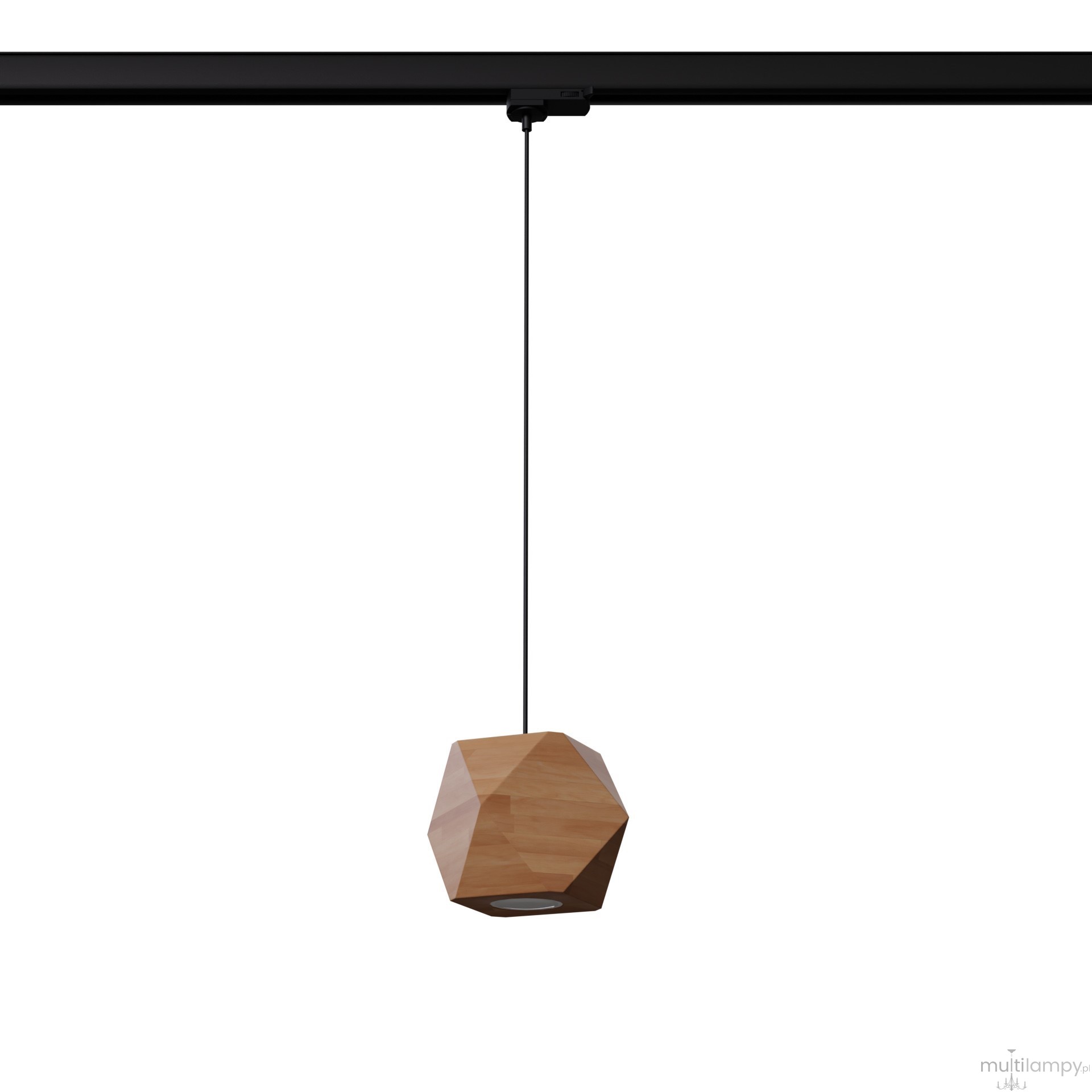Woody lampa wisząca 1xGU10 z żarówką 7W/4000K do szyny 3F naturalne drewno, adapter czarny MYL.00450