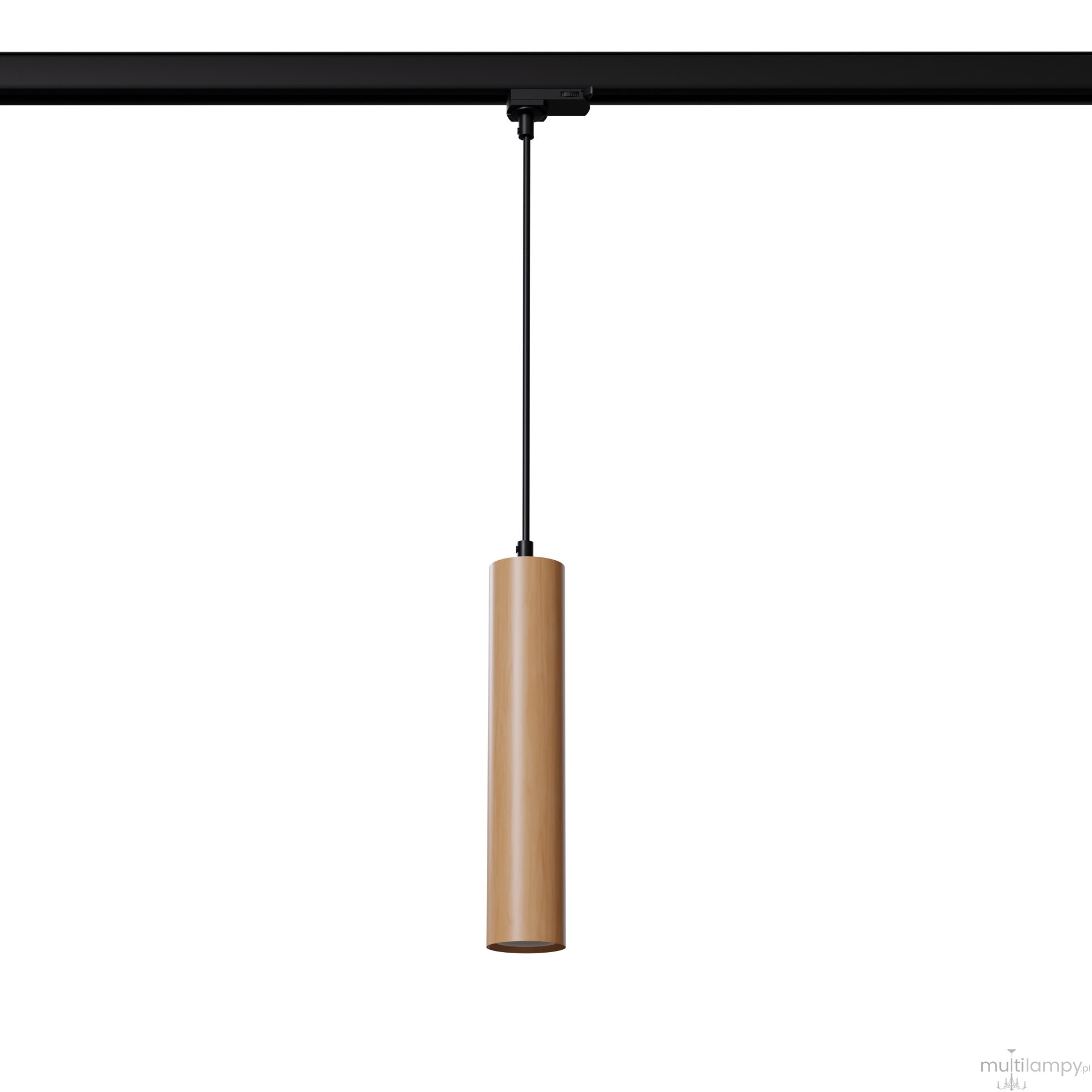 Lino lampa wisząca 1xGU10 z żarówką 7W/3000K do szyny 3F naturalne drewno, adapter czarny MYL.00452