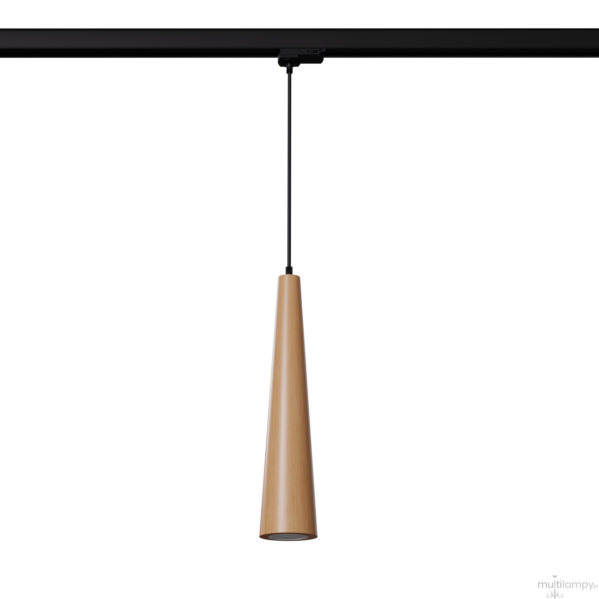 Sula lampa wisząca 1xGU10 z żarówką 7W/3000K do szyny 3F naturalne drewno, adapter czarny MYL.00455