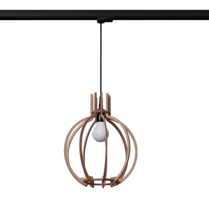 Arancia lampa wisząca 1xE27 z żarówką 7,5W/3000K do szyny 3F naturalne drewno, adapter czarny MYL.00467