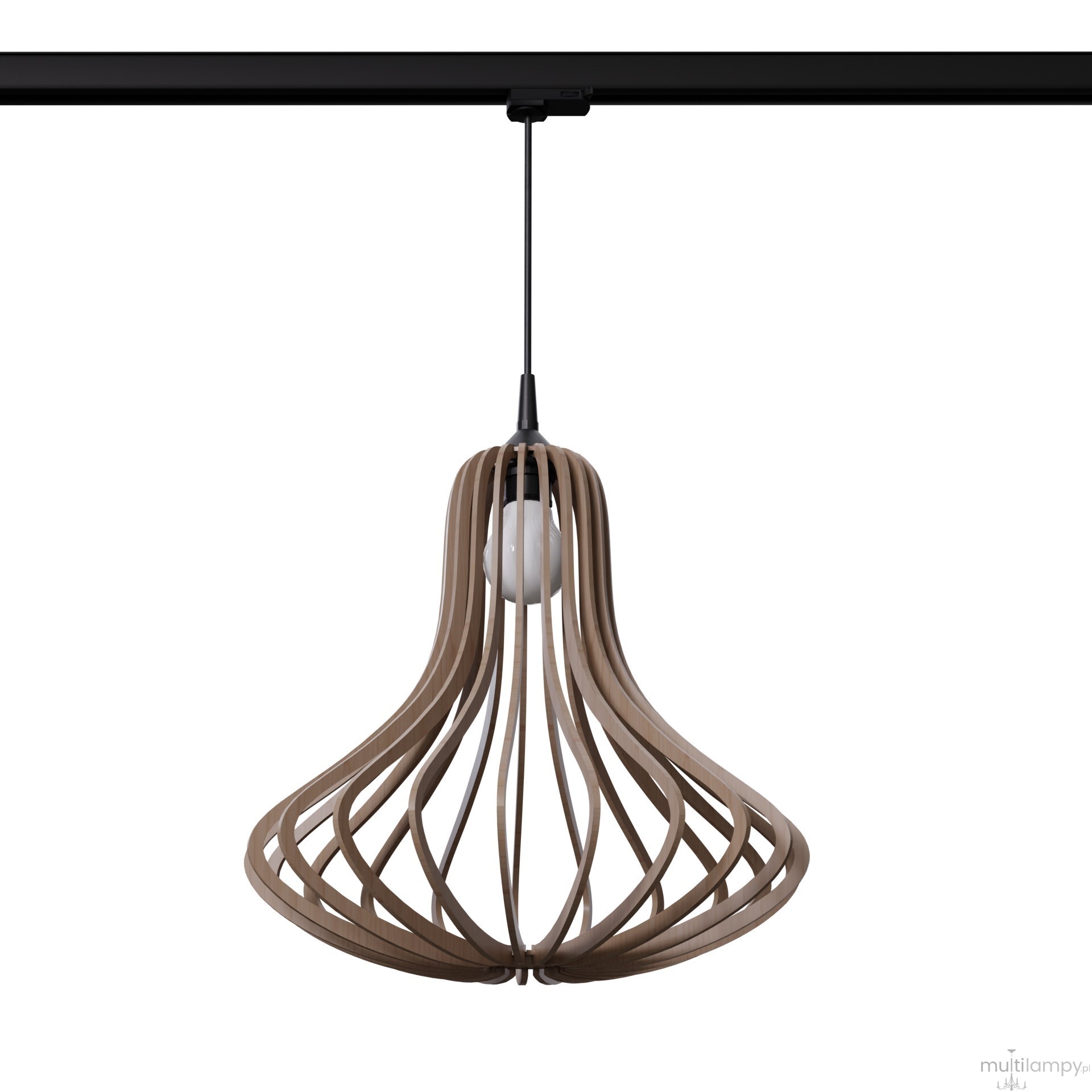 Elza lampa wisząca 1xE27 z żarówką 7,5W/4000K do szyny 3F naturalne drewno, adapter czarny MYL.00483