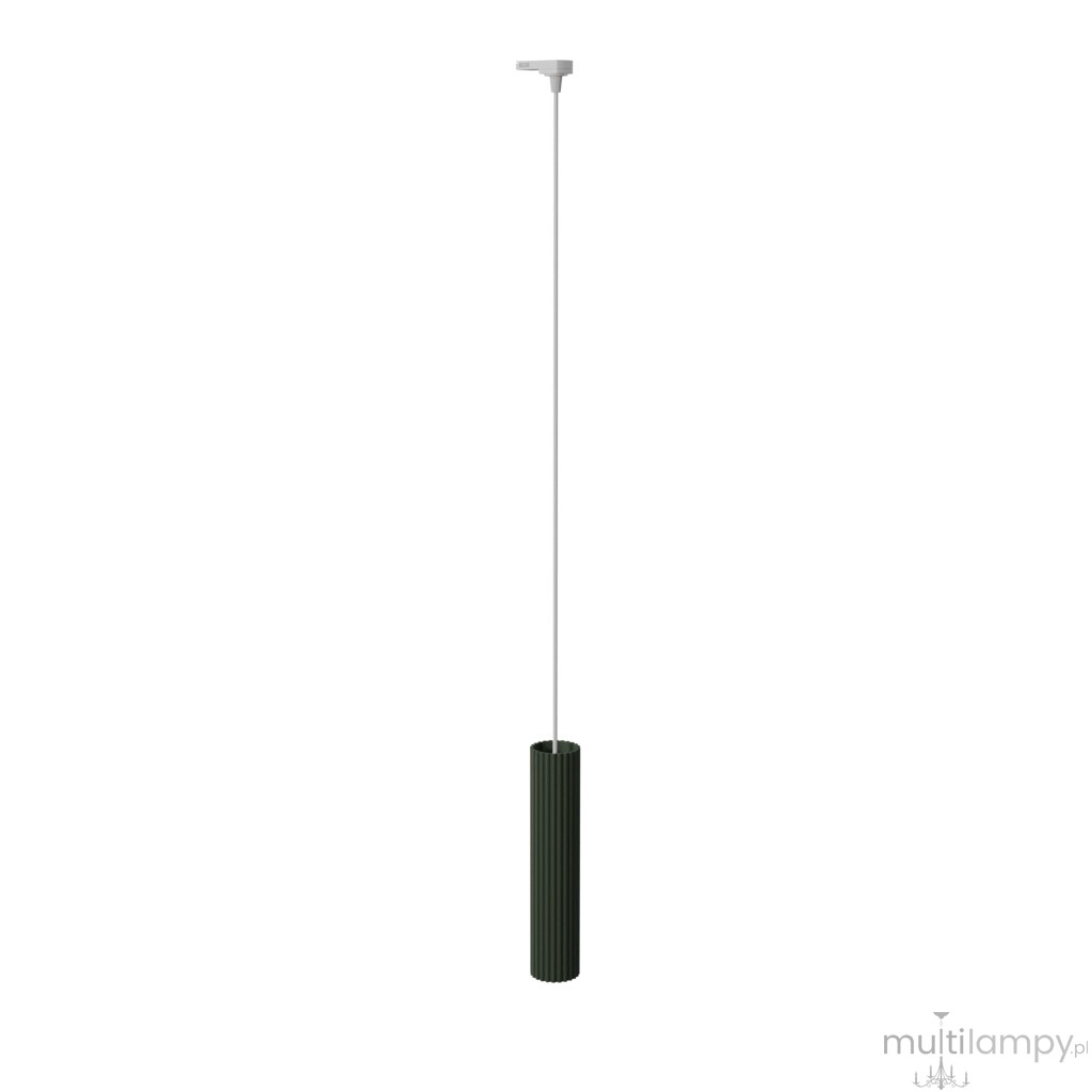 Karbon 1 lampa wisząca 1xGU10 z żarówką 7W/4000K do szyny 3F zielona oliwkowa, adapter biały MYL.00774