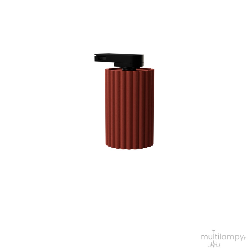 Karbon 10 plafon 1xGU10 z żarówką 7W/4000K do szyny 3F ochra czerwona, adapter czarny MYL.00789